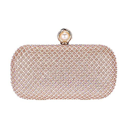 Mulian LilY M106 Glitzer-Clutch, für Damen, glitzernde Abendtaschen, Abschlussball, Party, Handtasche, Roségold, Roségold von Mulian LilY