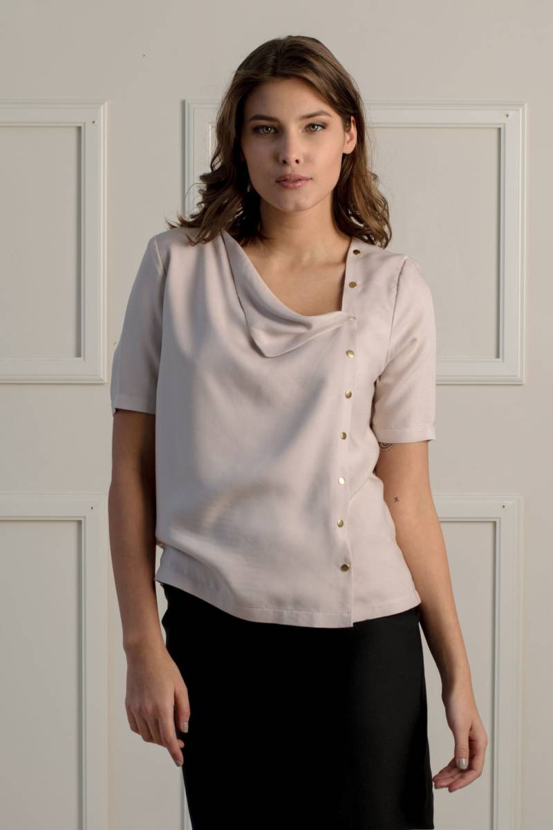 Viskose Top Bluse - Kurzarm Frauen Umstands Still Shirt Oversized Snap Button von MulierArcanum