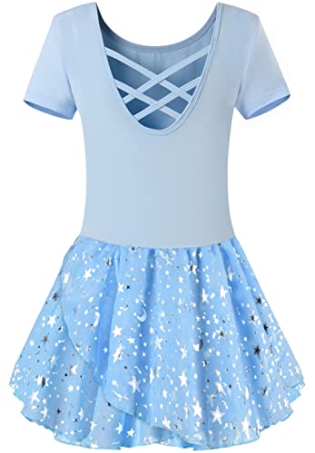 Mulnall Ballettanzug Mädchen Ballett Trikot mit Ballettkleid Kinder TüTü Kurzarm Langarm Baumwolle Balletttrikot Ballettanzug （EU40401-05-S） von Mulnall