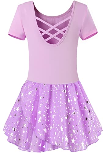 Mulnall Ballettanzug Mädchen Ballett Trikot mit Ballettkleid Kinder TüTü Kurzarm Langarm Baumwolle Balletttrikot Ballettanzug （EU40401-09-M） von Mulnall