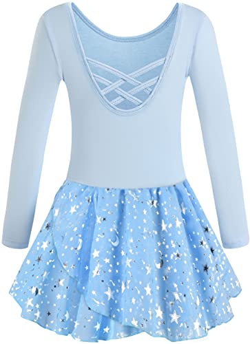 Mulnall Ballettanzug Mädchen Ballett Trikot mit Ballettkleid Kinder TüTü Kurzarm Langarm Baumwolle Balletttrikot Ballettanzug （EU40421-05-L） von Mulnall