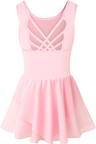 Mulnall Ballettanzug Mädchen Ballettkleidung Ärmellos Ballettanzug Kinder Balletttrikot Tanzkleid Tanzbody aus Baumwolle mit Rock Tütü(7013-08-M) von Mulnall