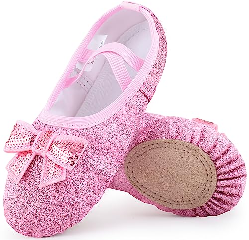 Mulnall Ballettschuhe Split-Sole Glitter Flats Tanzschuhe für Mädchen Kleinkind/Kind Schläppchen glänzend fürs Ballett Ballettschläppchen für Kinder(WX55-08-26) von Mulnall