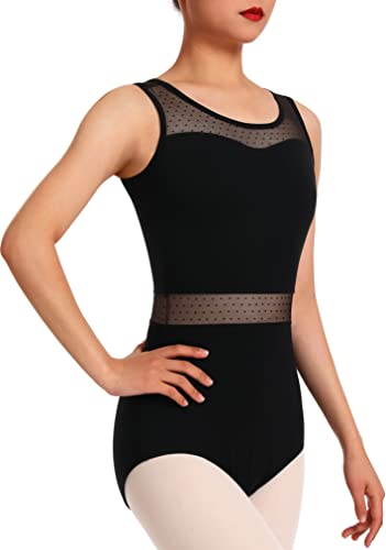 Mulnall Damen Tanztrikots für Ballett Tank, Mesh Hohl Taille und Wasser Drop Back Gymnastikanzug Damen Trikot Turnanzug(23607-06-M) von Mulnall