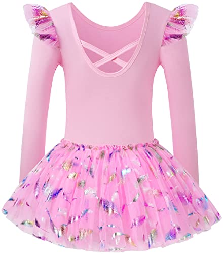 Mulnall Girls Dance Leotard for Ballet Long Sleeve Tutu Skirt Sparkly Sequins Dance Dress (Toddler/Little Girl/Big Girl)(6067-08-S) von Mulnall