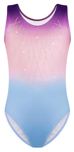 Mulnall Gymnastic Leotard for Girls Kids Diamond Splice Dance Leotard Gradient Color Sparkle Ballet Gymnastics Athletic Sleeveless Leotards for Little Girl Dancewear 3-12Years(23613-08-L) von Mulnall