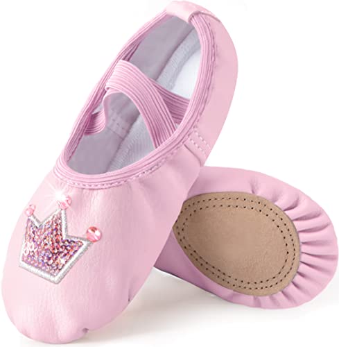 Mulnall Mädchen Ballettschuhe Kinder Ballettschläppchen Schuhe Yoga Tanzschuhe für Tanz Praxis Split-Sohle No-Tie (Kleinkind/kleines Kind/großes Kind)(WX65-08-35) von Mulnall