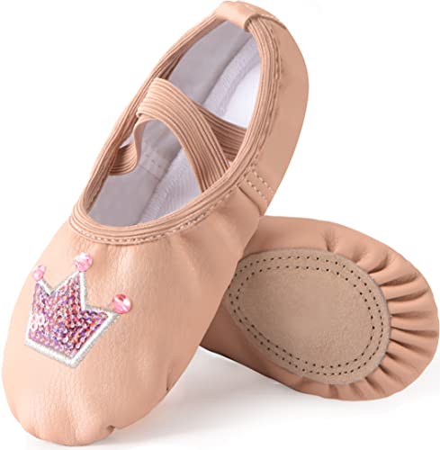 Mulnall Mädchen Ballettschuhe Kinder Ballettschläppchen Schuhe Yoga Tanzschuhe für Tanz Praxis Split-Sohle No-Tie (Kleinkind/kleines Kind/großes Kind)(WX65-08B-25) von Mulnall