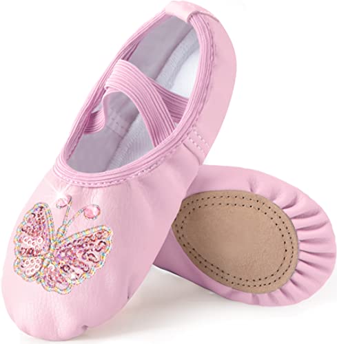 Mulnall Mädchen Ballettschuhe Kinder Ballettschläppchen Schuhe Yoga Tanzschuhe für Tanz Praxis Split-Sohle No-Tie (Kleinkind/kleines Kind/großes Kind)(WX66-08-24) von Mulnall