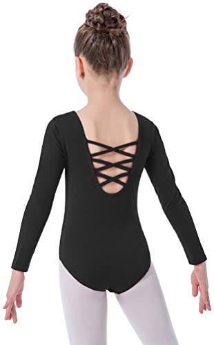 Mulnall Mädchen Langarm Ballett Trikots Crisscross Straps Back Dance Tops Kinder Gymnastik Trikot Dancewear(5028-06-L) von Mulnall