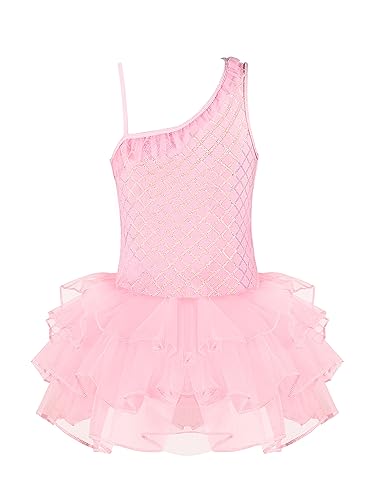 Mulnall Mädchen Pailletten Eine Schulter Ballett Tanzkleid Rüsche Tutu Leotard Ballerina Dancewear(40413-08-XL) von Mulnall