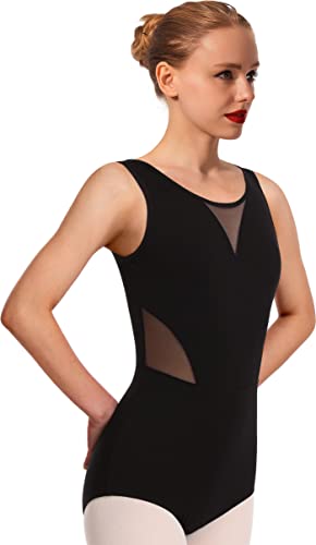 Mulnall Tanztrikot für Frauen Tank Mesh Tanzbekleidung, Panel Mesh, Brustfutter Gymnastikanzug Trikot Leotard(23606-06-M) von Mulnall