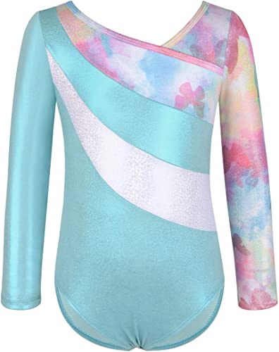 Mulnall Turnanzug Mädchen Langärmelig Gymnastikanzug Mädchen Kinder Gymnastikanzug Klassisch Trikot Gymnastik Training Dancewear für Mädchen 2-10 Jahre(5901-15-130) von Mulnall