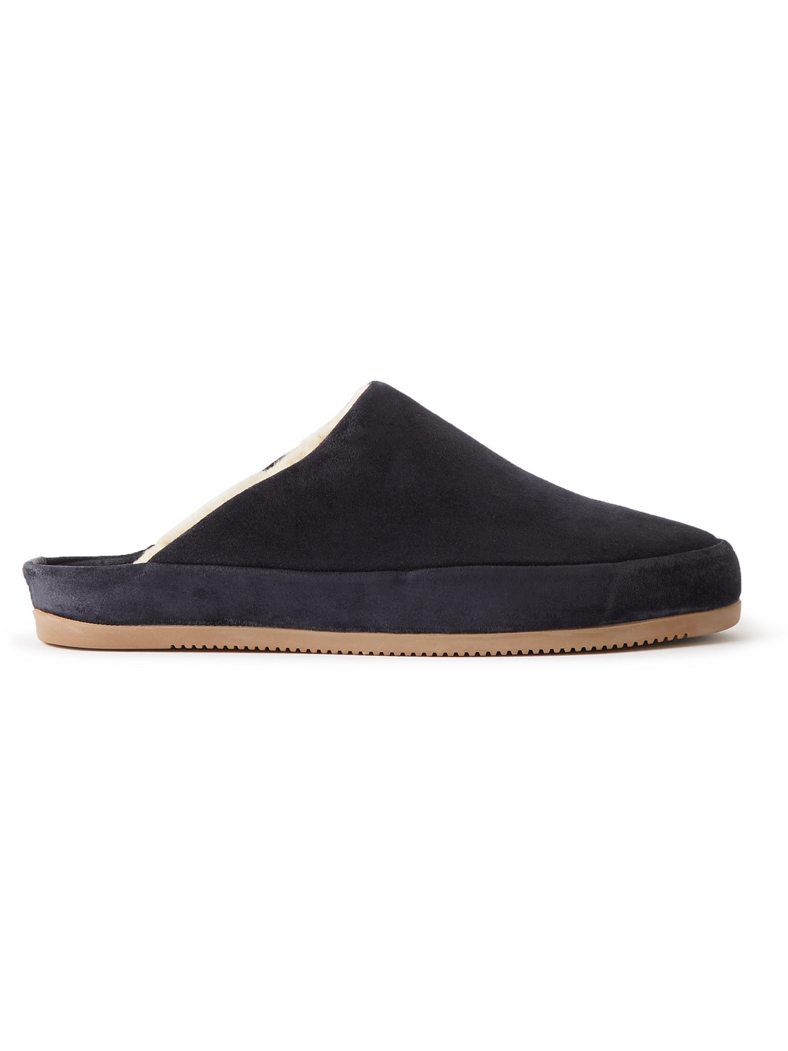 Mulo - Shearling-Lined Suede Slippers - Men - Blue - UK 6 von Mulo