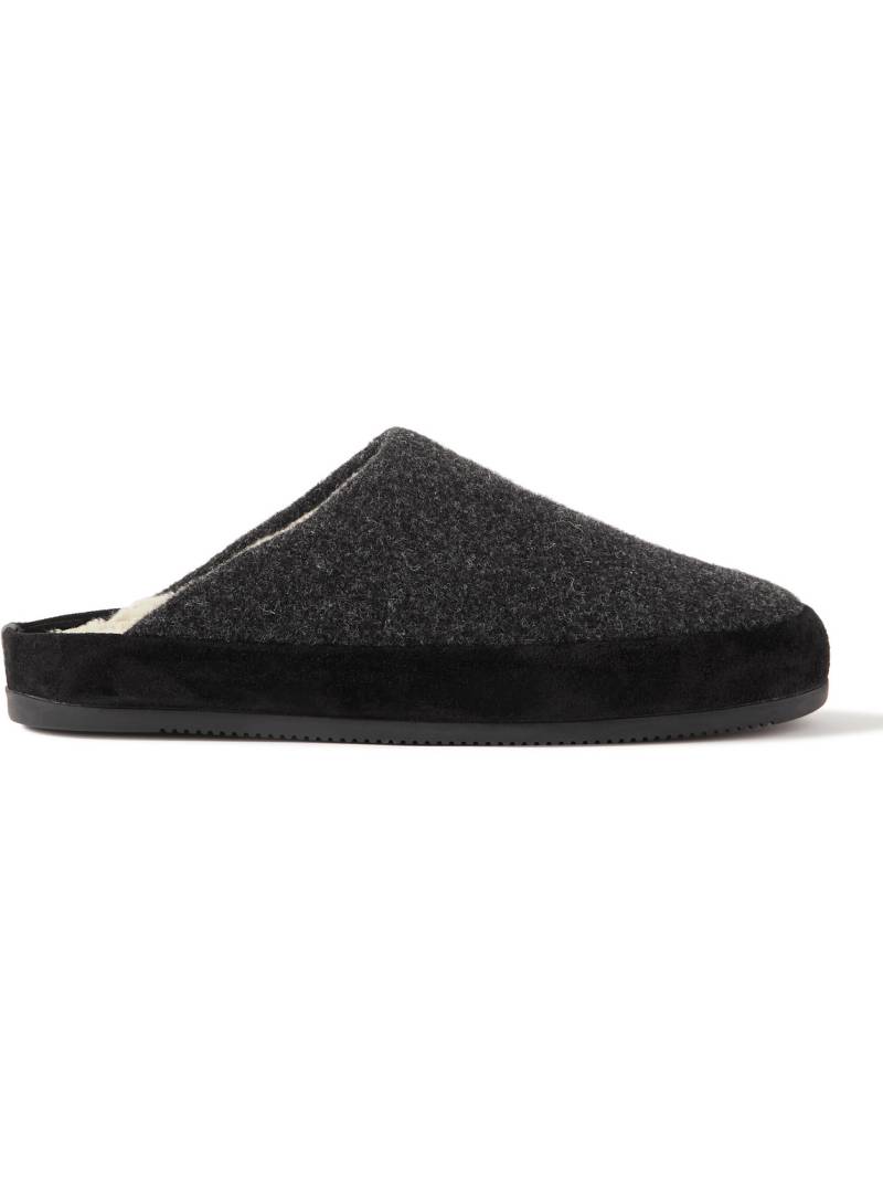 Mulo - Suede-Trimmed Shearling-Lined Recycled-Wool Slippers - Men - Gray - UK 8.5 von Mulo