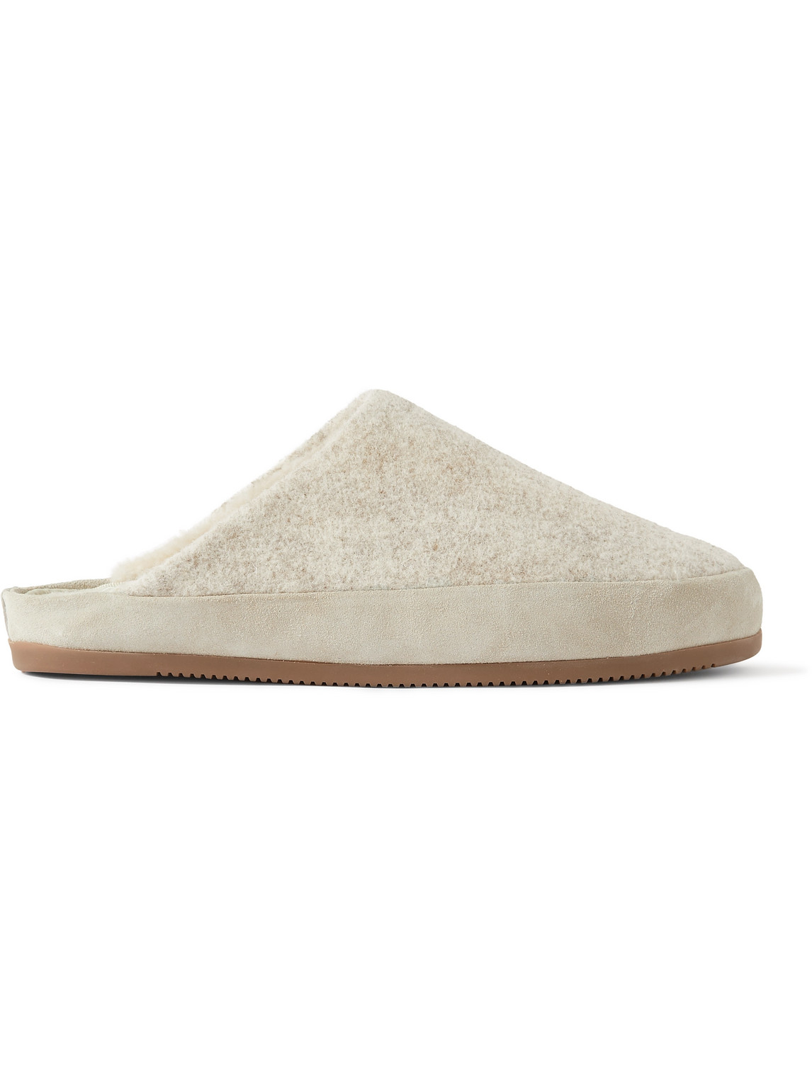 Mulo - Suede-Trimmed Shearling-Lined Recycled Wool Slippers - Men - White - UK 6 von Mulo