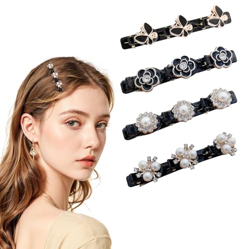 4 Stück Perle Funkelnde Haarspange, Kolibri Haarspange Mit 3 Clips, Kristallblume für Damen, MäDchen, Kinder 4 Stück Perle Funkelnde Haarspange, Kolibri Haarspange Mit 3 Clips, Kristallblume für Damen, MäDchen, Kinder von Mulomir