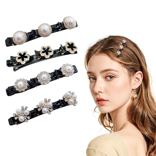 4 Stück Perle Funkelnde Haarspange, Kolibri Haarspange mit 3 Clips, Haarspange mit Kristallblume für Damen, MäDchen, Kinder 4 Stück Perle Funkelnde Haarspange, Kolibri Haarspange mit 3 Clips, Haarspange mit Kristallblume für Damen, MäDchen, Kinder von Mulomir