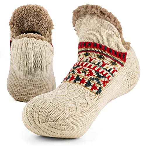 Mulor Haussocken Herren & Damen Flauschig Hüttensocken winter warme rutschfest Stoppersocken mit Wolle 1 Paar von Mulor