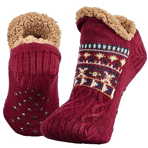 Mulor Haussocken Herren & Damen Flauschig Hüttensocken winter warme rutschfest Stoppersocken mit Wolle 1 Paar von Mulor