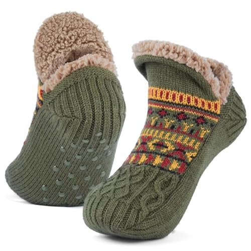 Mulor Haussocken Herren & Damen Flauschig Hüttensocken winter warme rutschfest Stoppersocken mit Wolle 1 Paar von Mulor