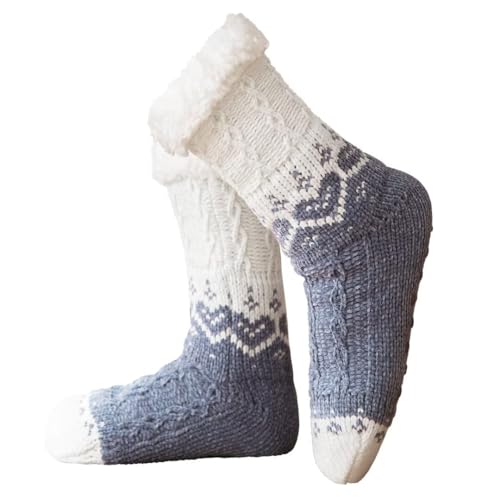 Mulor Kuschelsocken Damen Stoppersocken Flauschige HausschuhSocken Wadenlanges Fleece-Futter für Damen mit Anti Rutsch Greifern von Mulor