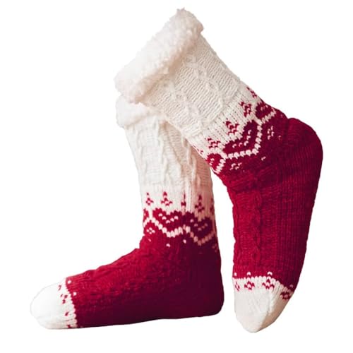 Mulor Kuschelsocken Damen Stoppersocken Flauschige HausschuhSocken Wadenlanges Fleece-Futter für Damen mit Anti Rutsch Greifern von Mulor