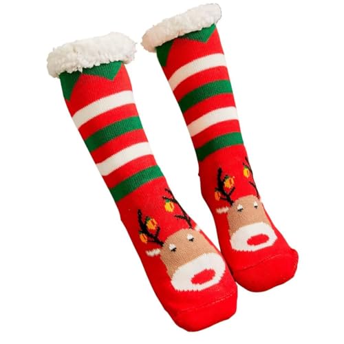 Mulor Weihnachts hausschuhsocken Wadenlänge Kuschelsocken Unisex mit rutschfesten Grippern Fleece Futter Weihnachtsgeschenke von Mulor