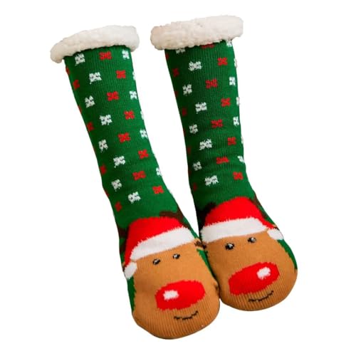 Mulor Weihnachts hausschuhsocken Wadenlänge Kuschelsocken Unisex mit rutschfesten Grippern Fleece Futter Weihnachtsgeschenke von Mulor