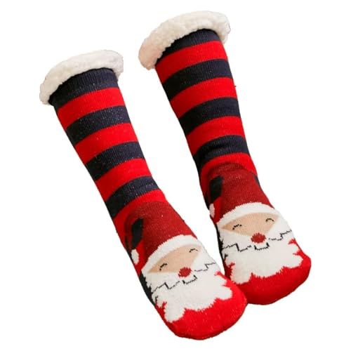 Mulor Weihnachts hausschuhsocken Wadenlänge Kuschelsocken Unisex mit rutschfesten Grippern Fleece Futter Weihnachtsgeschenke von Mulor