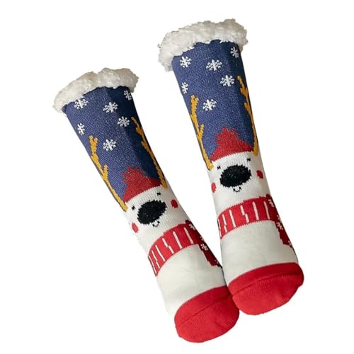 Mulor Weihnachts hausschuhsocken Wadenlänge Kuschelsocken Unisex mit rutschfesten Grippern Fleece Futter Weihnachtsgeschenke von Mulor