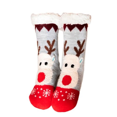 Mulor Weihnachts hausschuhsocken Wadenlänge Kuschelsocken Unisex mit rutschfesten Grippern Fleece Futter Weihnachtsgeschenke von Mulor