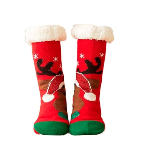 Mulor Weihnachts hausschuhsocken Wadenlänge Kuschelsocken Unisex mit rutschfesten Grippern Fleece Futter Weihnachtsgeschenke von Mulor