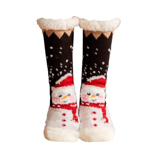 Mulor Weihnachts hausschuhsocken Wadenlänge Kuschelsocken Unisex mit rutschfesten Grippern Fleece Futter Weihnachtsgeschenke von Mulor