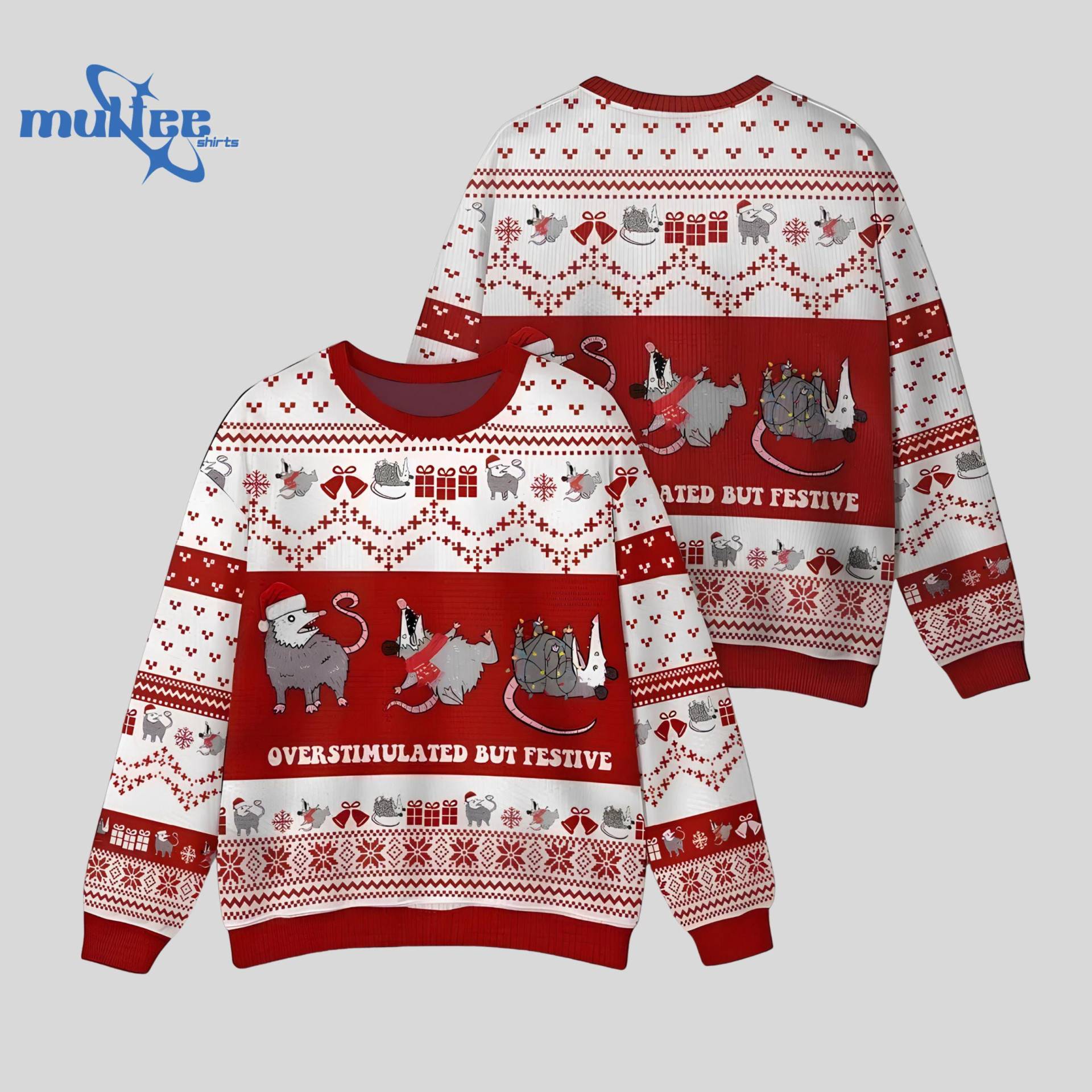 Reizendes Aber Festliches Hässliches Weihnachtssweat, Waschbär-Weihnachtspullover, Lustiger Feiertagspullover, Weihnachtspullover von MulteeShirts