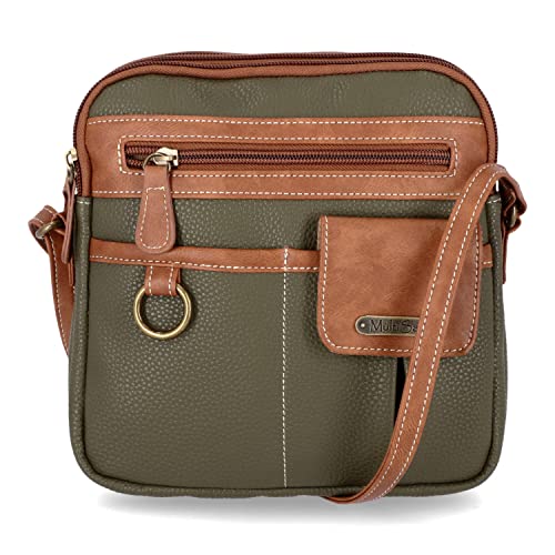 MultiSac Damen North South Mini-Umhängetasche mit Reißverschluss Crossbody, Caper/Pekannus von MultiSac