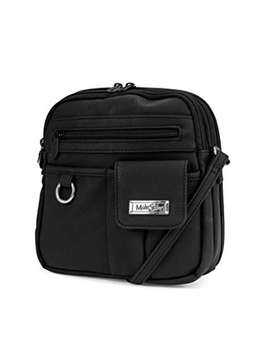 MultiSac Damen North South Mini-umhängetasche mit Reißverschluss Schultertasche, Schwarz von MultiSac