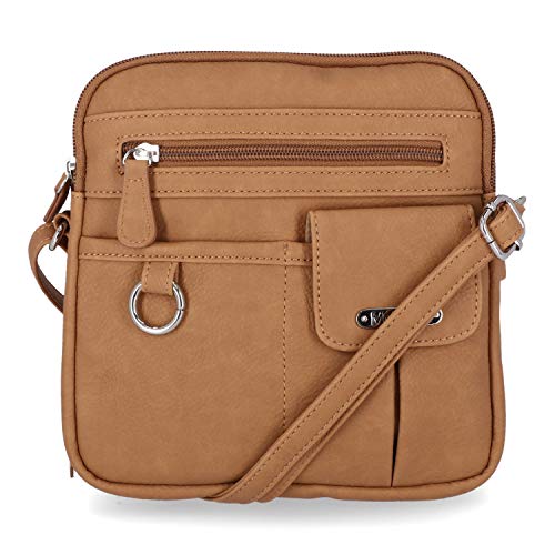 MultiSac Damen North South Mini-umhängetasche mit Reißverschluss Tasche, haselnussbraun von MultiSac