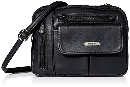 MultiSac Damen Zippy Umhängetasche mit 3 Fächern Cross-Body, Schwarz (Vintage Nappa) von MultiSac