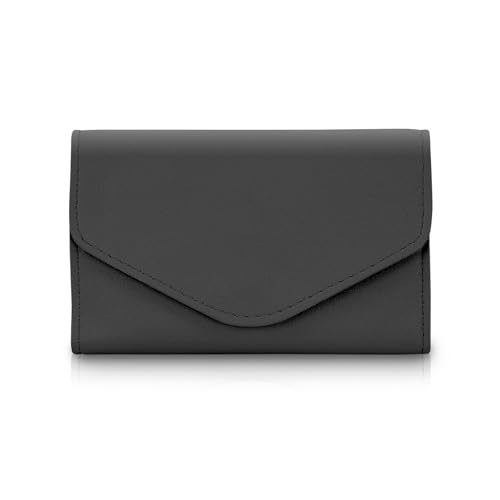MultiValue Damen Clutch, einfache solide Farbe Leder Premium Textur Frauen Geldbörse Große Kapazität Multi-Fach mit Druckknopf Lange Münzbörse für Karten Reisepass Münze, Schwarz von MultiValue