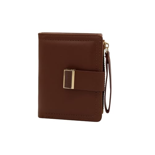 MultiValue Damen Geldbeutel, Leder Damen Geldbörse mit Reißverschluss Portemonnaie Geldbörsen mit Druckknopf Kreditkartenhalter zur Aufbewahrung von Quittungen Geldscheine Münze (A, Braun) von MultiValue