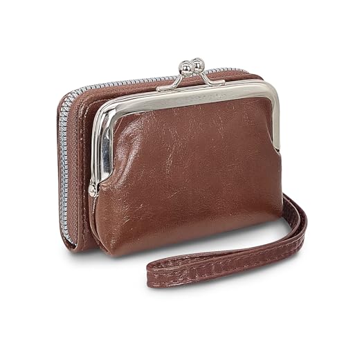 MultiValue Damen-Geldbörse, großes Fassungsvermögen, Multi-Kreditkarten-Geldbörse, 2-in-1, Damen-Karten-Geldbörse mit Handgelenkschlaufe, Reißverschluss, Kussschnalle, Münzgeldbörse für Mädchen und von MultiValue