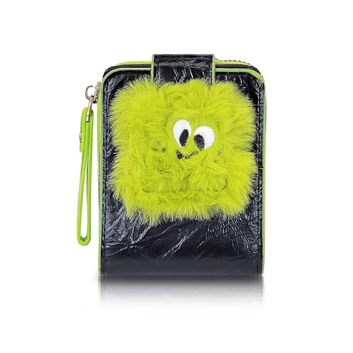 MultiValue Kartenetui Damen, Multifunktiona Portemonnaie Damen Kompakt Damengeldbörsen mit Reißverschluss Lustig Kartenetui Für Frauen Mädchen täglichen Gebrauch (N, Schwarz) von MultiValue