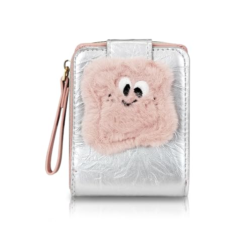 MultiValue Kartenetui Damen, Multifunktiona Portemonnaie Damen Kompakt Damengeldbörsen mit Reißverschluss Lustig Kartenetui Für Frauen Mädchen täglichen Gebrauch(N, Silber) von MultiValue