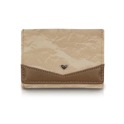 MultiValue Damen Münzgeldbörse Kleines Kartenetui Leder Lady Wallet Kartenetui mit Schnappverschluss Multifunktionales Kreditkartenetui mit Ausweisfenster für Karten und Münzen, khaki, Modern von MultiValue