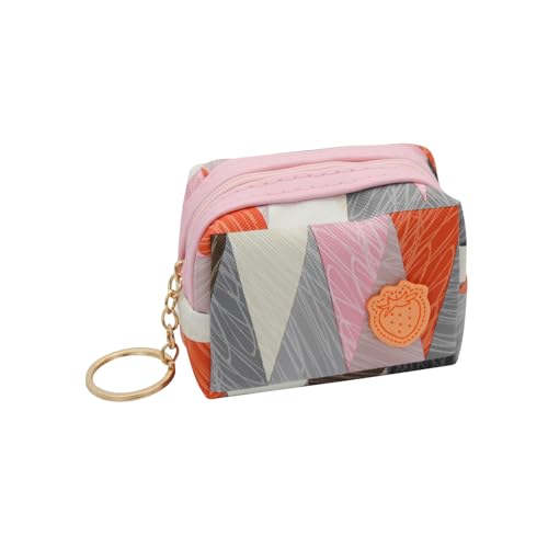 MultiValue Frauen Münzgeldbörse, Weiches Leder Münzbörsen für Damen Tragbare kleine Geldbörse Niedliche Erdbeere Geldbörse Reißverschluss mit Schlüsselanhänger für Frauen Mädchen (Rosa) von MultiValue