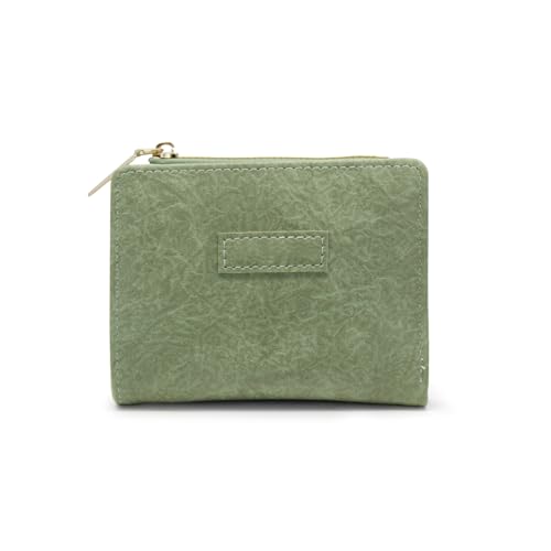 MultiValue Geldbeutel Damen, Der Renaissance-Stil Portemonnaie Damen Klein Dickes Solid Colour Reise Geldbörse Leder Mini Geldbörse Damen zur Aufbewahrung von Karten Münze (Grün) von MultiValue