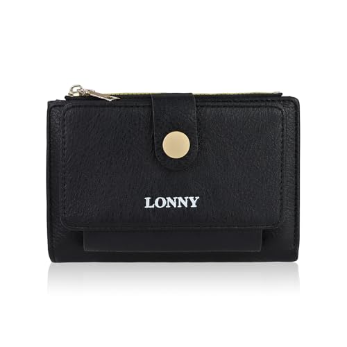 MultiValue Geldbörse Damen, Multischlitz Card Holder Weich PU Leder Portemonnaie Damen mit Verstellbarem Druckknopf ID-Fenster (Schwarz) von MultiValue