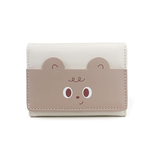 MultiValue Geldbörse Damen, Süß Damen Portemonnaie Klein Trifold Slim Wallet Damen PU Leder Karten Wallet mit 7 Slots 1 ID Fenster 1 Cash Tasche (Weiß) von MultiValue