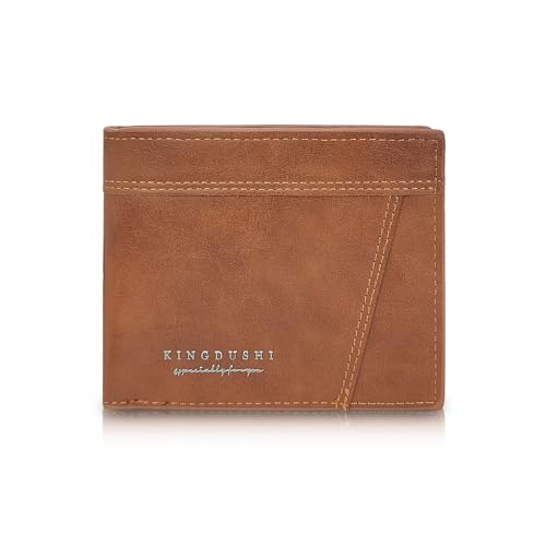 MultiValue Geldbörse Herren, Großes Fassungsvermögen Zusammenklappbar Karten Portemonnaie mit Kartenschlitz ID-Kartenfenster Leder Portmonee Herren mit Reißverschluss und Münzfach (B, Braun) von MultiValue